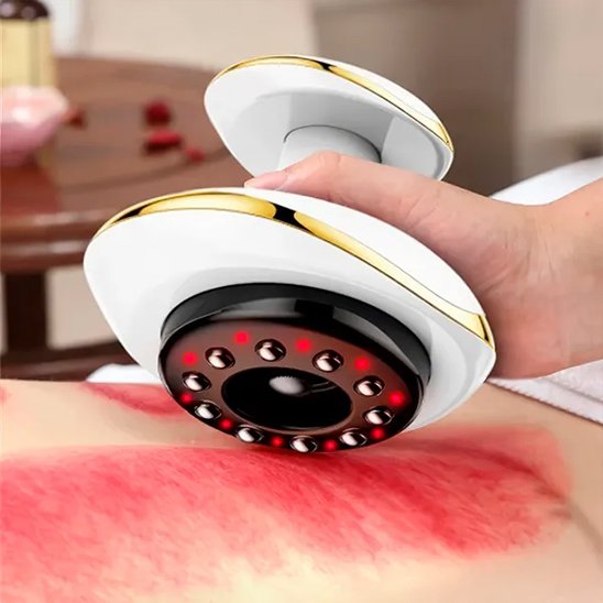 Appareil de massage pour le dos avec fonction chauffante et aspiration utilisé pour soulager les tensions musculaires