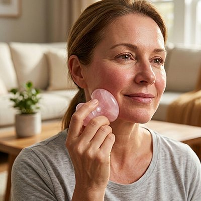 Gua sha visage pour lisser les traits du visage