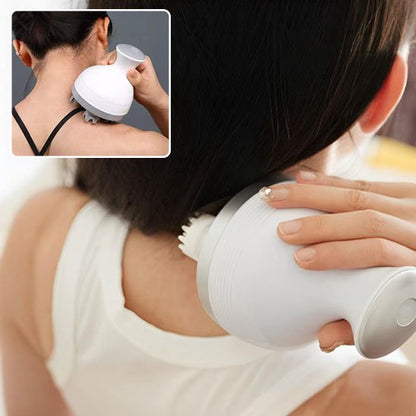 Masseur cuir chevelu appliqué sur la nuque d'une femme, geste de détente