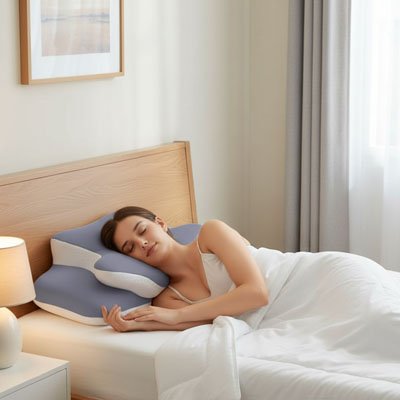 Oreiller cervical à mémoire de forme ergonomique utilisé pour un sommeil confortable et un bon alignement cervical 