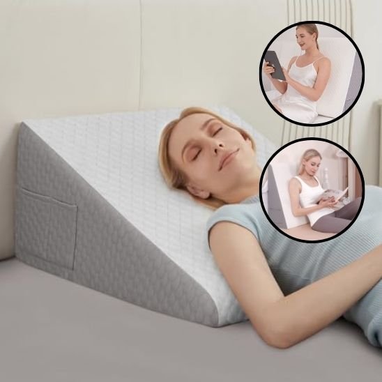 Oreiller ergonomique triangulaire avec soutien ajustable pour le dos et les jambes