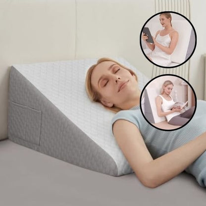 Oreiller ergonomique triangulaire avec soutien ajustable pour le dos et les jambes